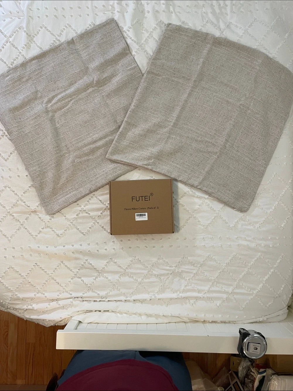 Futei Neutral Beige Accent Pillow Covers - Set of 2